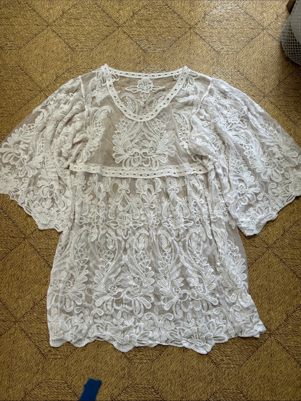 White Lace Embroidered Women’s  see-thru Top